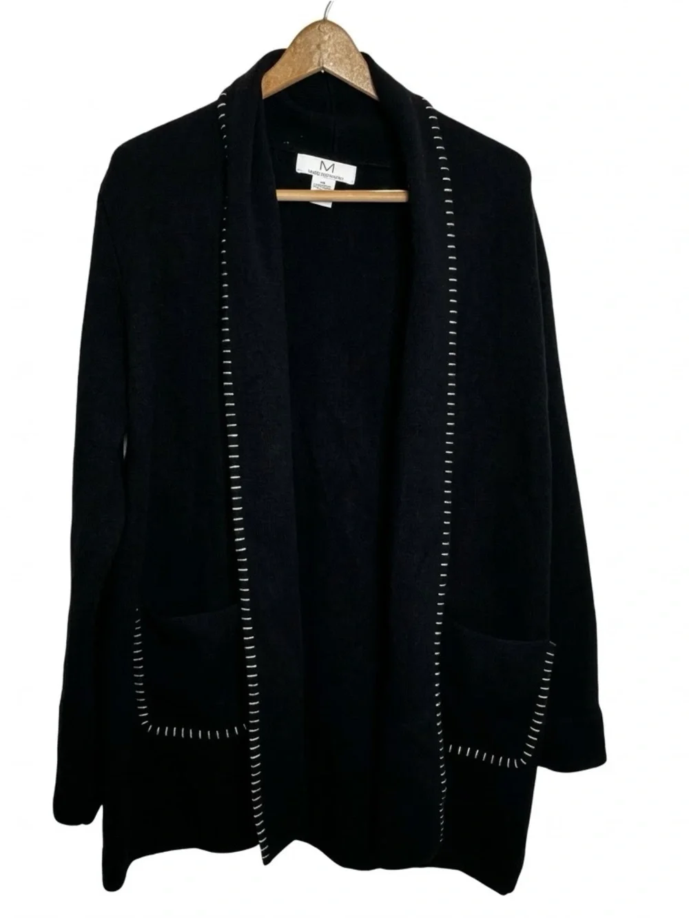 MAGASCHONI Black Knit Long Sleeve Open Cardigan Sweater Size XL